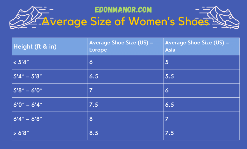 Average women's shoe size chart